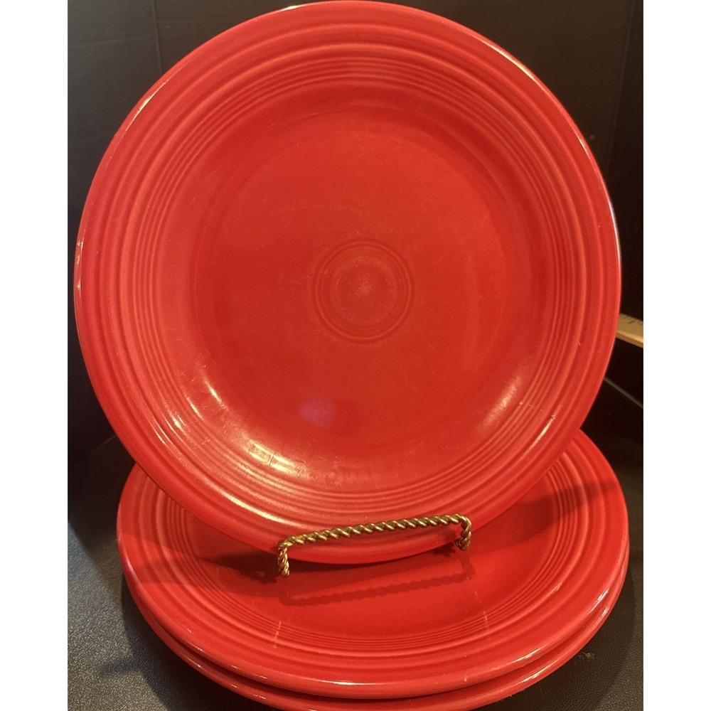 Fiestaware Fiesta Scarlet Red Dinner Plate Plates 10 Inch HLC USA Set Of 3 #2